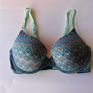 PINK by Victoria’s Secret pattern turquoise push up bra